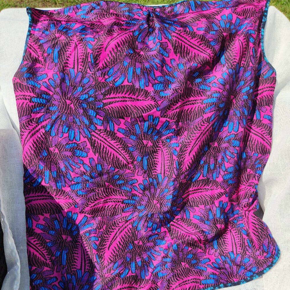 J Crew Pink and Blue Print Sleeveless Blouse Size 8